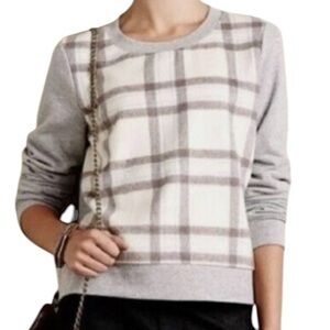 SATURDAY SUNDAY for Anthropologie Women’s Gray Plaid Sweatshirt  Size: Small